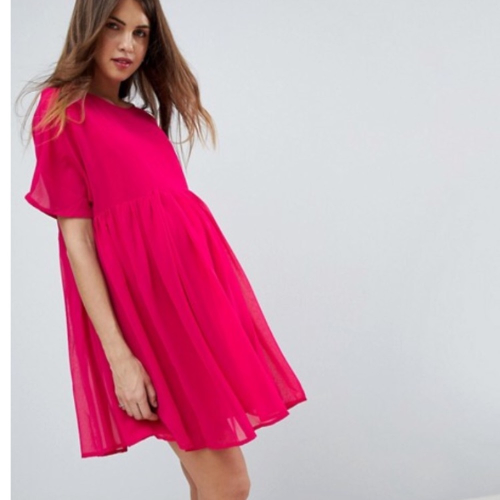 Pink Asos Maternity Smock Dress with Pleats